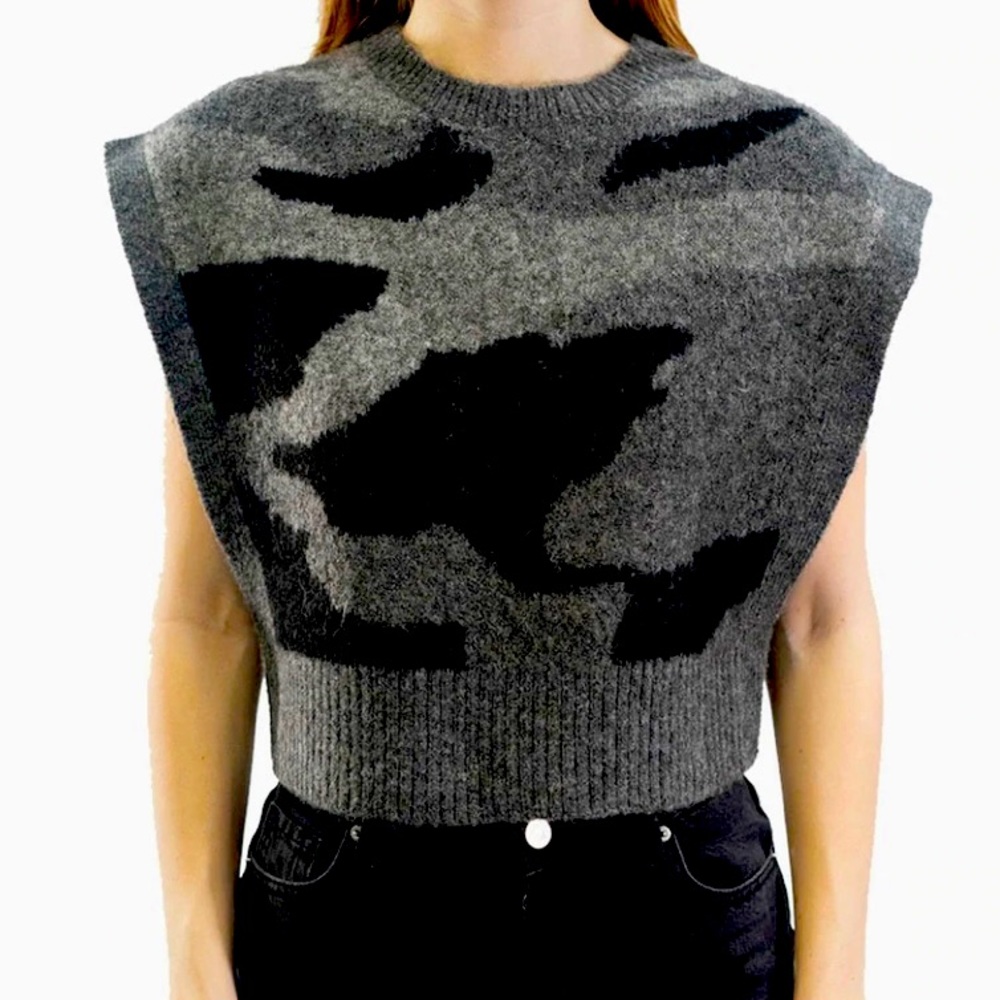 Gray Camo Sweater Vest